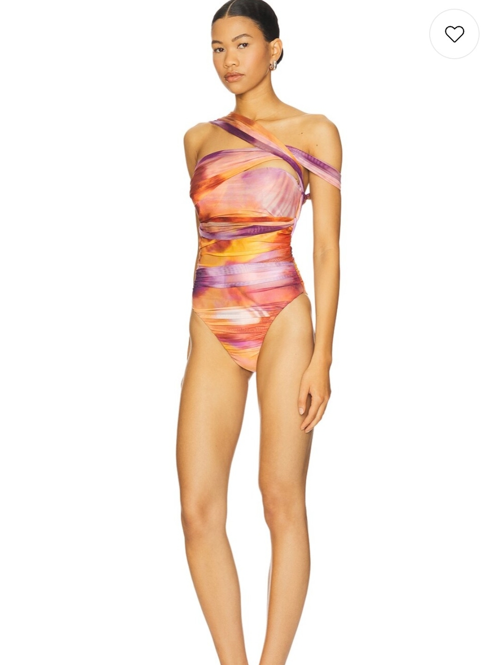 Andrea Iyamah Pink & Orange One-Shoulder Swimsuit